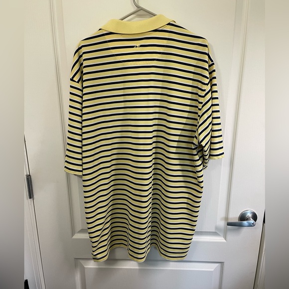 Nicklaus Performance Men's XL Yellow Navy Striped Polo Shirt Short Sleeve - Picture 3 of 7
